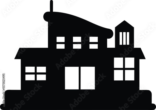 motel icon black silhouette vector illustration on transparent background