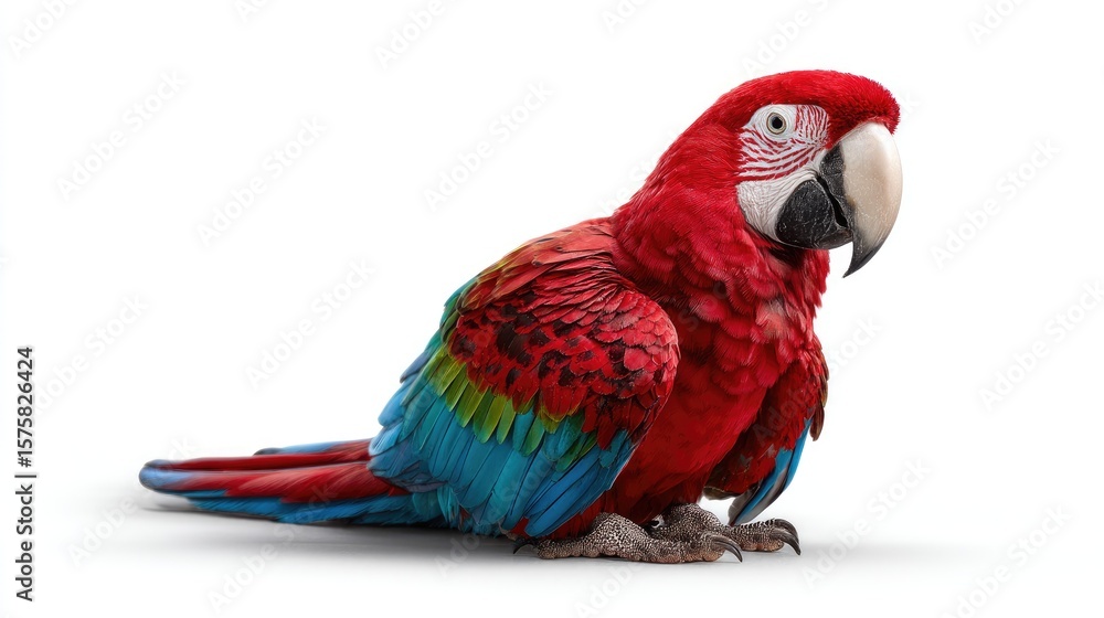 Obraz premium Red macaw isolated white background