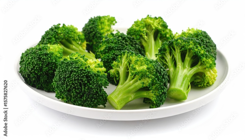Fresh broccoli florets on a plate Fresh broccoli florets on a plate