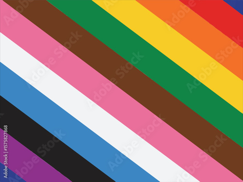 Progress pride flag diagonal stripes representing inclusivity and diversity