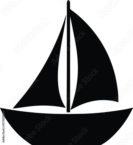 sailboat icon black silhouette vector illustration on transparent background