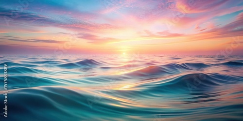 Serene Ocean Waves at Sunset A Dreamlike Seascape of Pastel Hues and Gentle Undulation