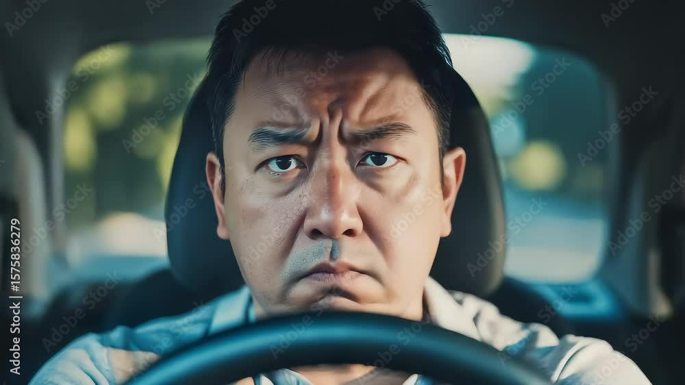 Driver Looks Difficult and Focuses on Driving Driver Looks Difficult and Focuses on Driving