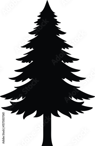 pine tree icon black silhouette vector illustration on transparent background
