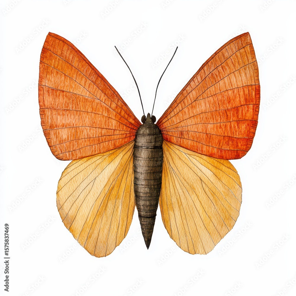 Obraz premium Orange and Yellow Butterfly Watercolor Illustration