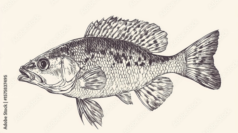 Obraz premium Detailed illustration of a fish.