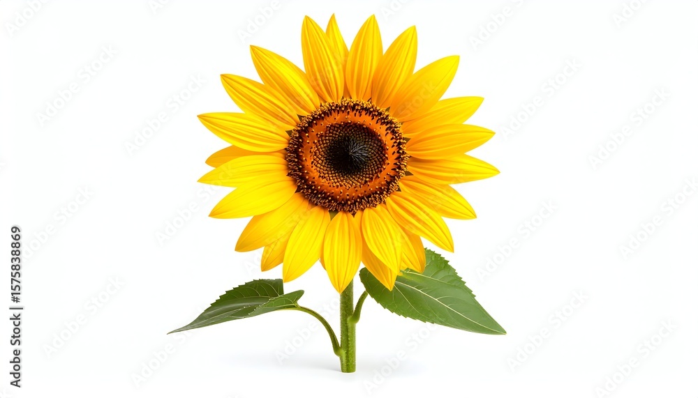Fototapeta premium Sunflower, white isolate background
