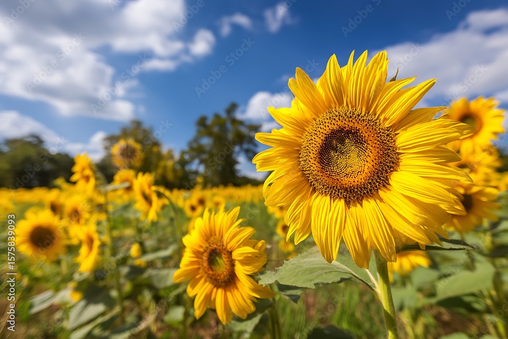 Vibrant Sunflowers in a Sunny Field under a Blue Sky Vibrant Sunflowers in a Sunny Field under a Blue Sky
