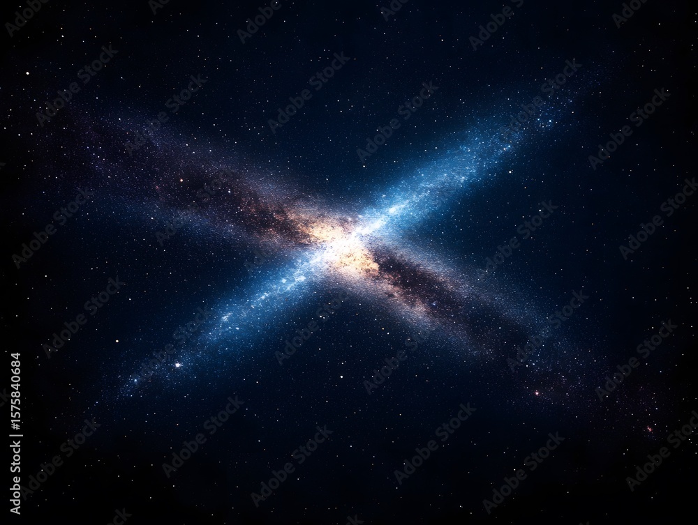 Fototapeta premium Stunning X-Shaped Galaxy in Deep Space Nebula Cosmic Background