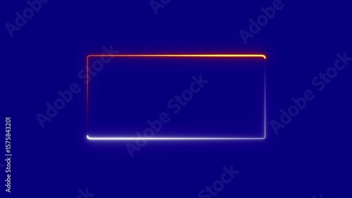 Abstract glowing rectangular frame with neon light effects on a dark blue background