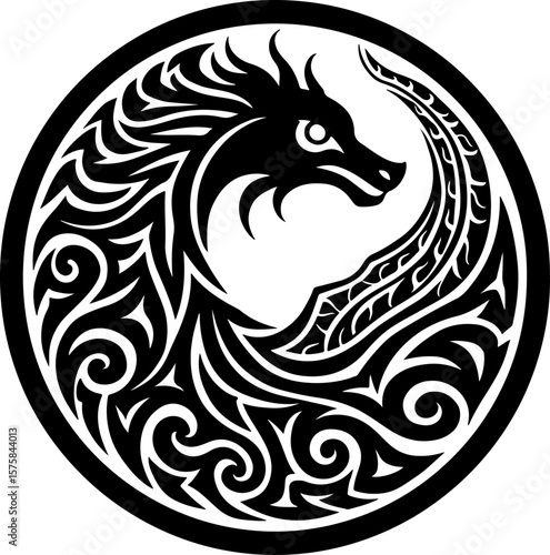 Wallpaper Mural Tribal Dragon Emblem  design, vector  Torontodigital.ca