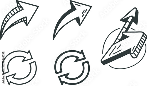 Abstract Black and White Arrow Vector Set for Designers transparent background