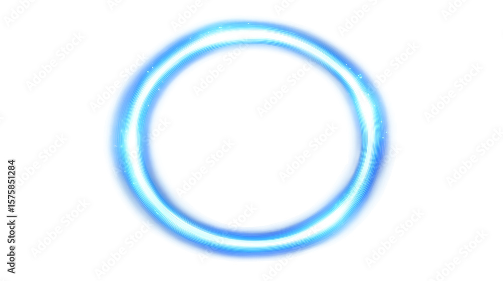 Fototapeta premium Glowing ring object has radiant blue and white light isolated against transparent backdrop.