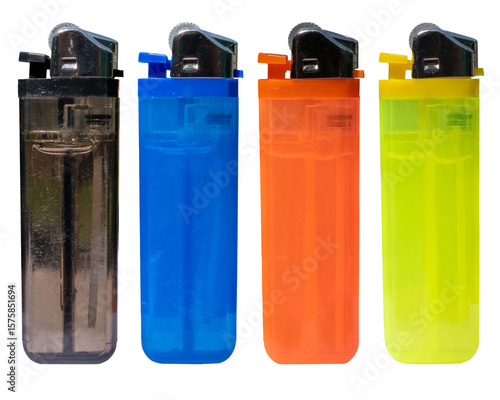 Photos set of colorful lighters