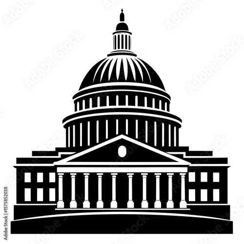 Photo of the united states capitol building stands prominently with its iconic dome and columns