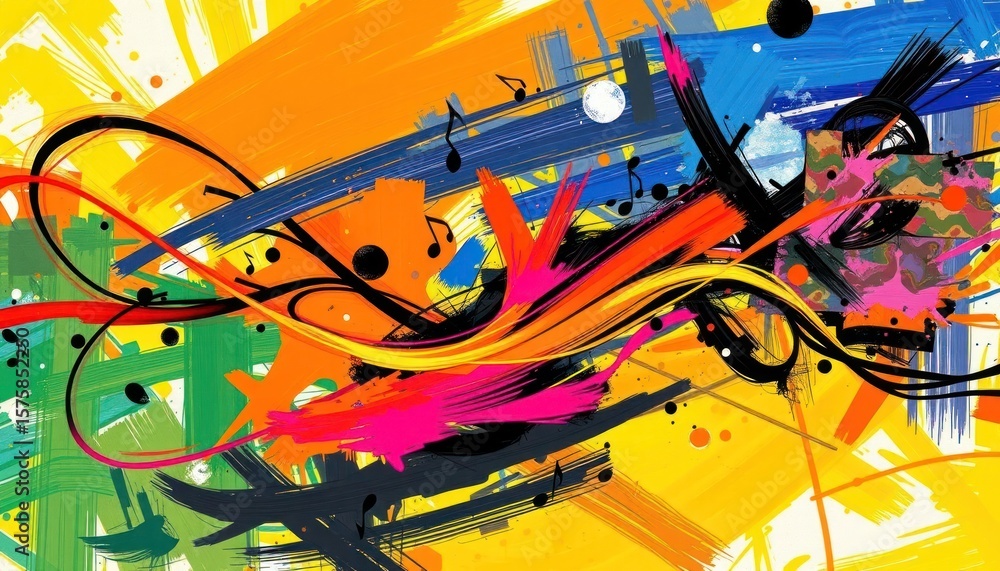 Obraz premium Abstract vibrant artwork with dynamic brushstrokes