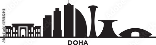 Doha skyline silhouette modern architecture cityscape vector