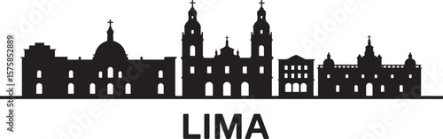 Lima skyline silhouette with churches and buildings peru architecture