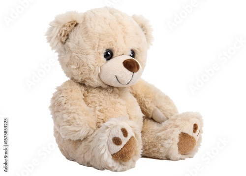 Cute soft teddy bear toy isolated on transparent background
