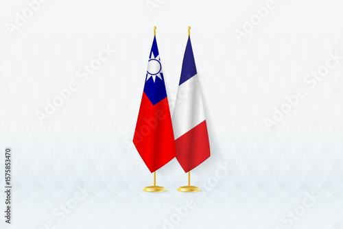 Taiwan and France Flags Side by Side, Symbol of International Partnership.