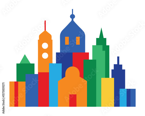 Vibrant Cityscape A Colorful Illustration of Urban Architecture Ai Generated