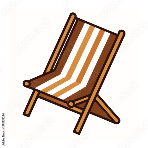 Striped Wooden Deck Chair Beach Lounger Relaxing striped
