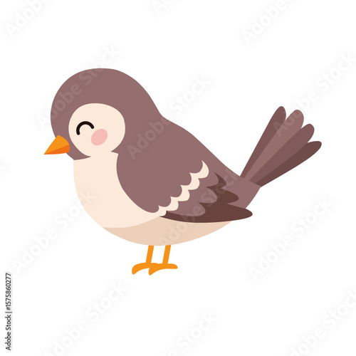 Cute cartoon bird standing in side view with a friendly smile. Ideal for children’s content, educational materials, animal-themed design, or kids' illustration projects