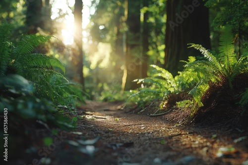 Exploring a tranquil forest trail through redwood national park nature photography lush environment ground level perspective serenity