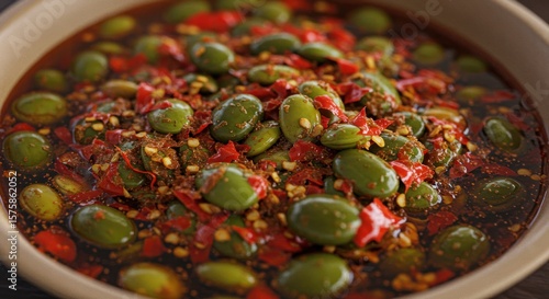 Spicy green beans in a savory sauce