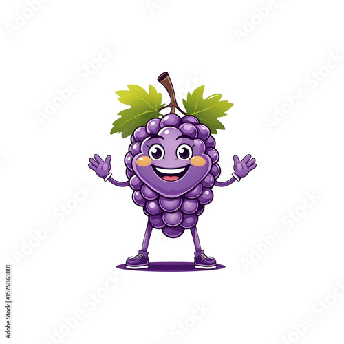 cartoon grape mascot full body