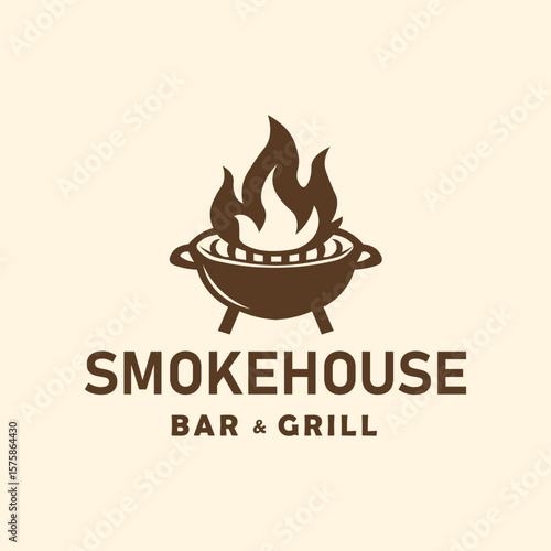 Smokehouse Bar & Grill BBQ Logo Vector