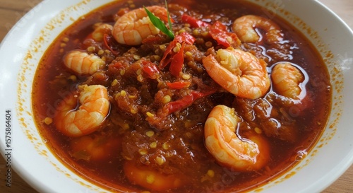 Spicy shrimp in a rich, red sauce