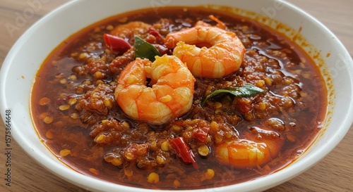 Shrimp in a spicy red sauce