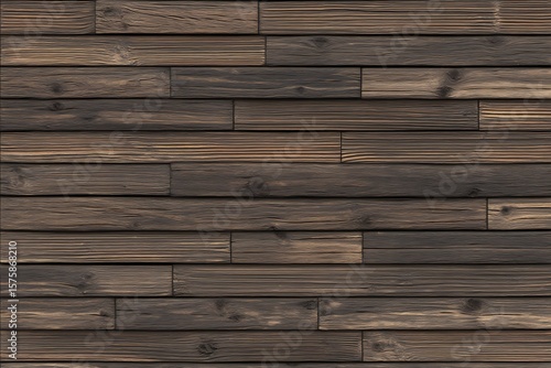 Dark Brown Rustic Wood Planks Background Texture, Seamless Wooden Wall