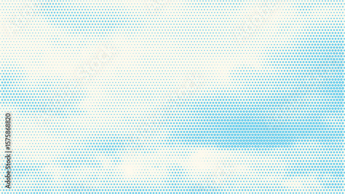 Color halftone texture of blue sky with clouds. Abstract cloud pattern vector dotted pixel texture background with copy space.