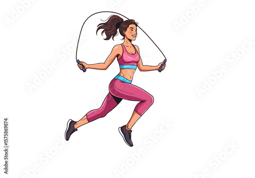 a woman is practicing jumping rope