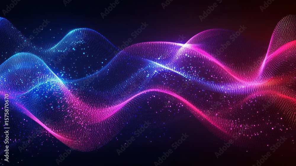Fototapeta premium Abstract Digital Wave with Pink and Blue Glowing Lights