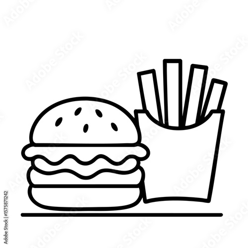 burger and fries vector