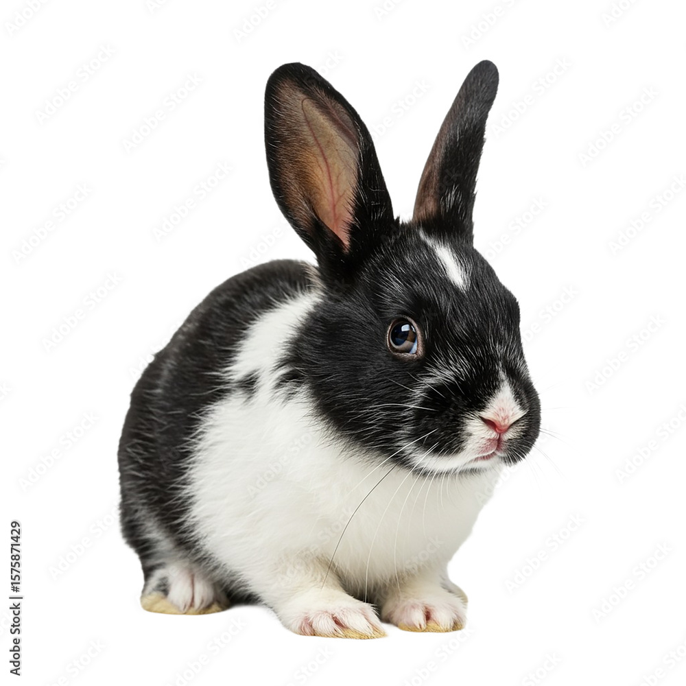 Fototapeta premium Black and White Rabbit: Stunning Pet Photography