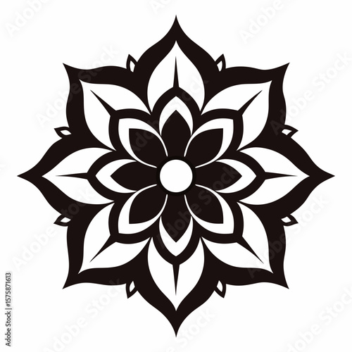 Black and white abstract floral motif vector illustration background bloom
