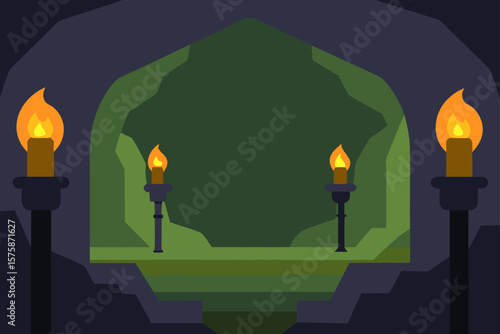 Underground Catacombs with Flickering Torches