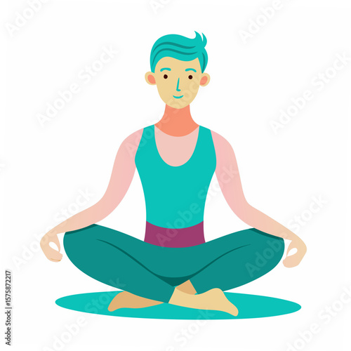 Wallpaper Mural Person in yoga pose on white background meditation sitting Torontodigital.ca