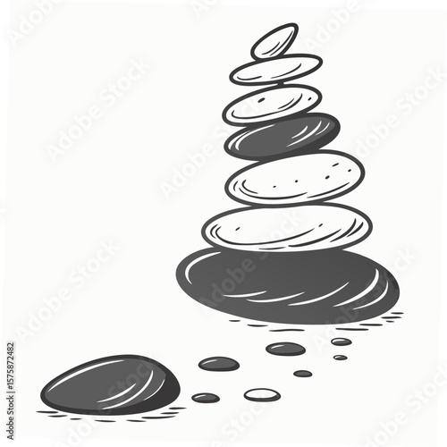 Stacked grey stones with pebbles zen stones stacked stones