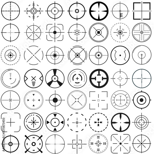 Crosshair vector icon set. Aim illustration sign collection. Target symbol. optical sight web icons.