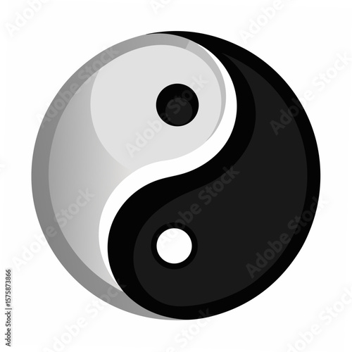 Yin Yang symbol with gradient shading taijitu duality