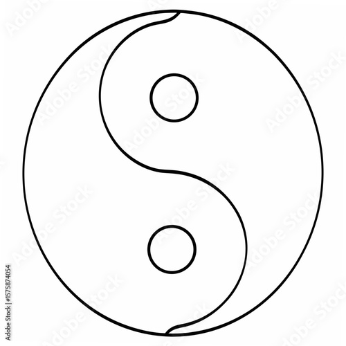 Black yin yang symbol on white background balance harmony