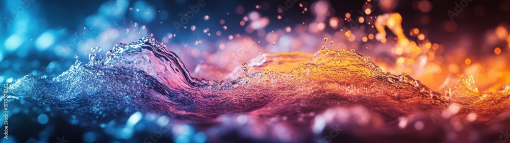 Fototapeta premium Abstract Liquid Ripples with Blue and Orange Light