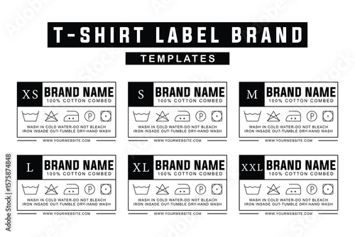Minimalist T-Shirt Label Templates. Editable Clothing Tag Design for Apparel Branding