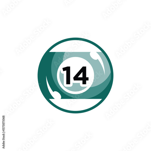 14 Ball Vector Illustration. Classic Billiards Icon for Games, Logos, and Design Projects