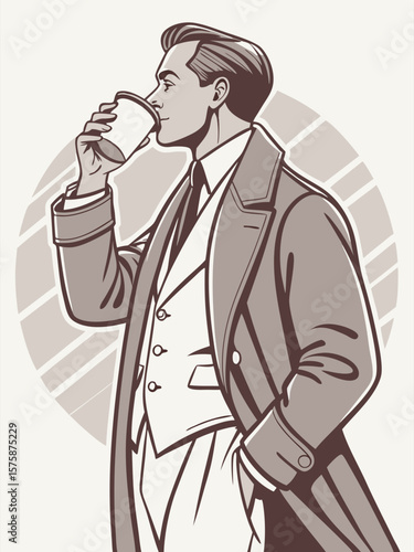 stylish man drinking coffee